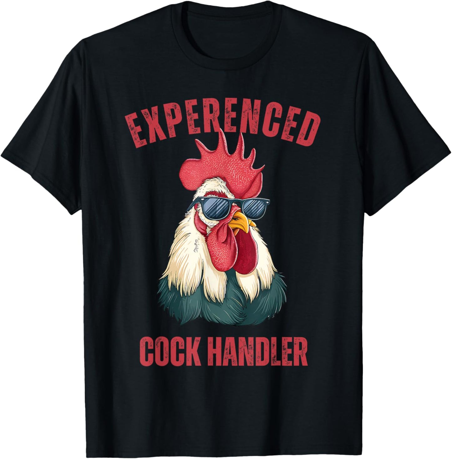 Experienced Cock Handler Funny Chicken Rooster Adult Meme T-Shirt - T-Shirt | Black
