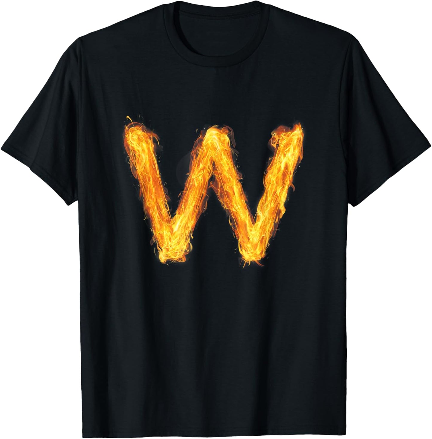 Letter W Alphabet First Name Consonant Fire Flame Gift T-Shirt - T-Shirt | Black