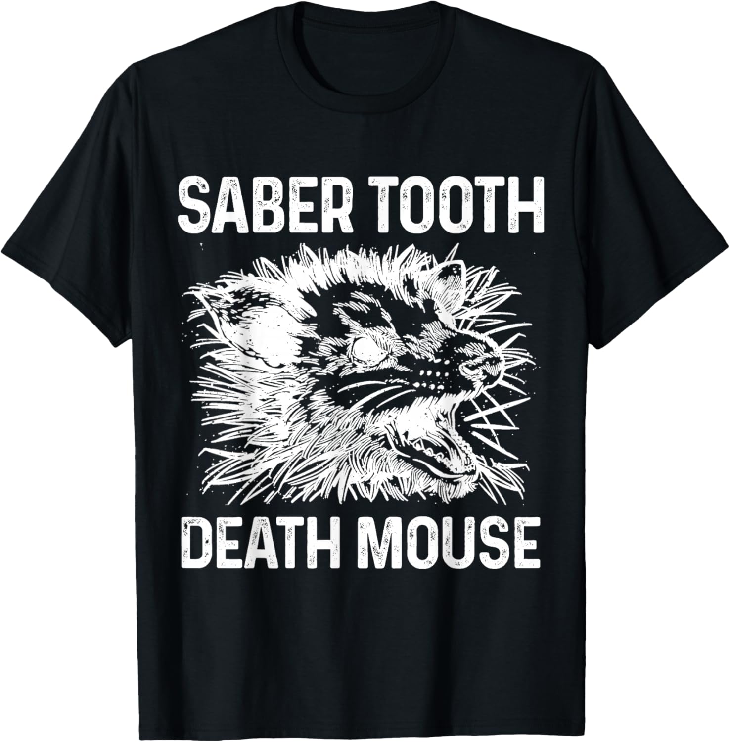 Opossum Saber Tooth Death Mouse Funny Possum T-Shirt - T-Shirt | Black