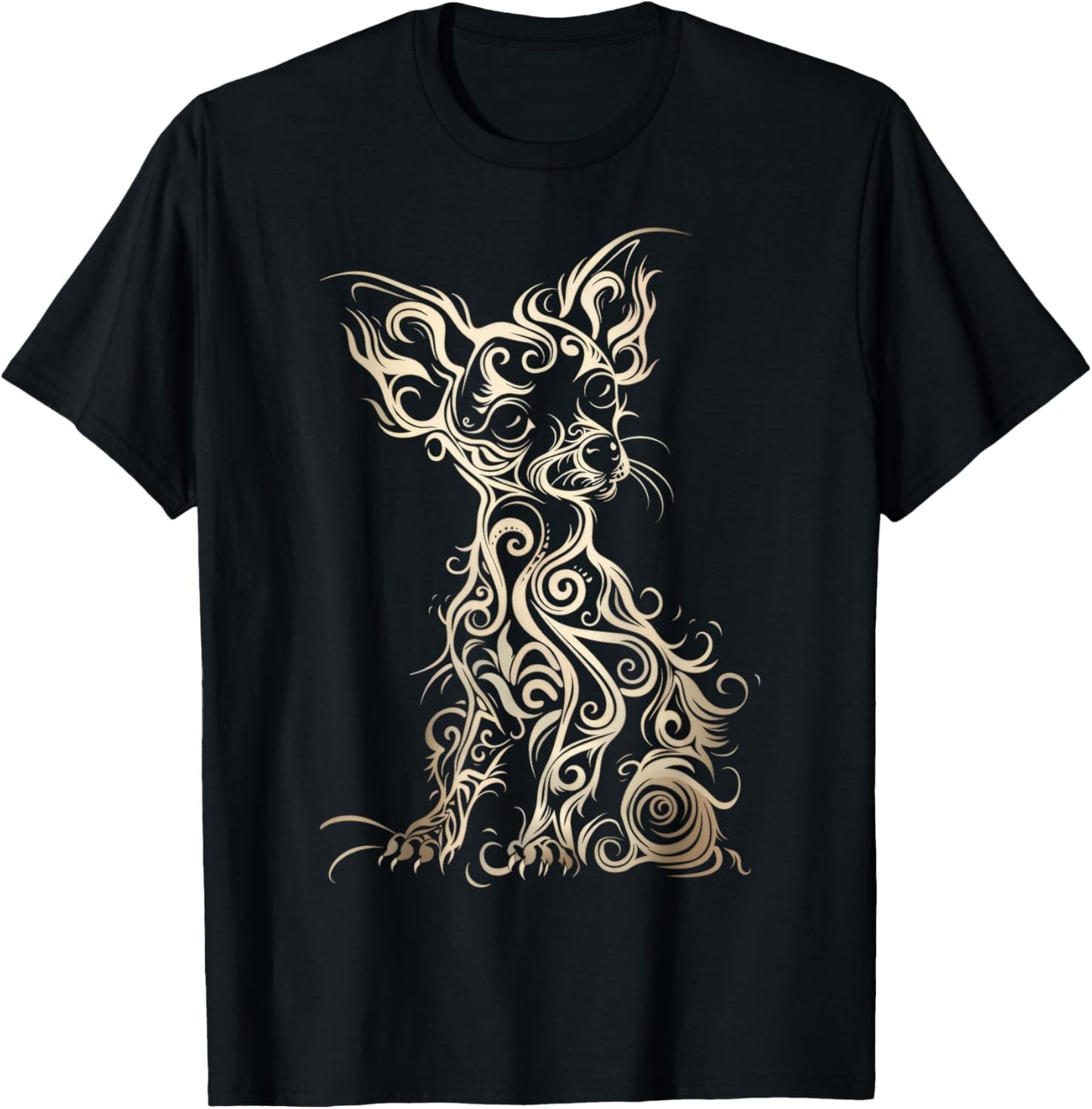 LumaThread Chiweenie Tribal Vintage Retro Graphic , Small, Black T-Shirt - T-Shirt | Black