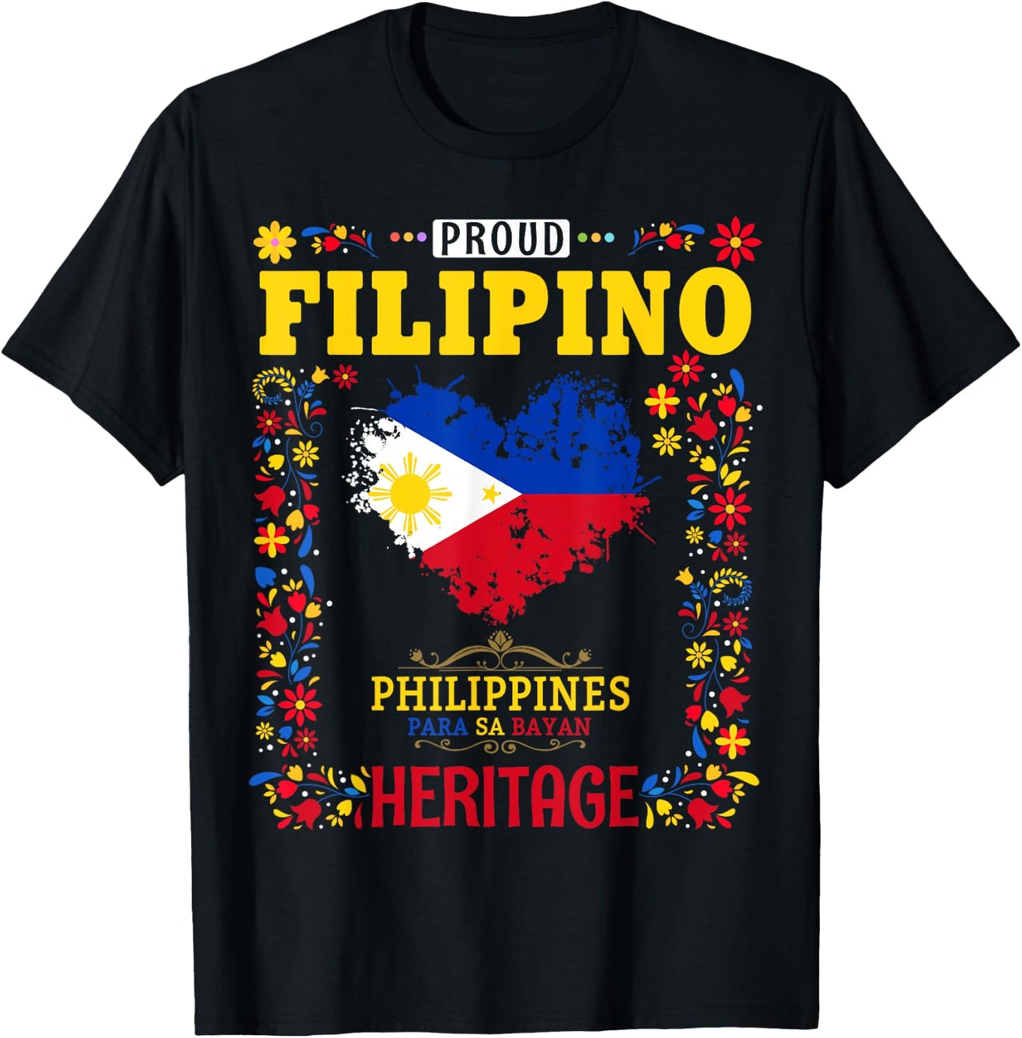 Filipino Heritage Flag Outfit Idea for Kids Philippines Flag T-Shirt - T-Shirt | Black