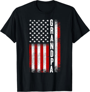 Grandpa American Flag Best Grandpa Ever Birthday Fathers Day T-Shirt - T-Shirt | Black