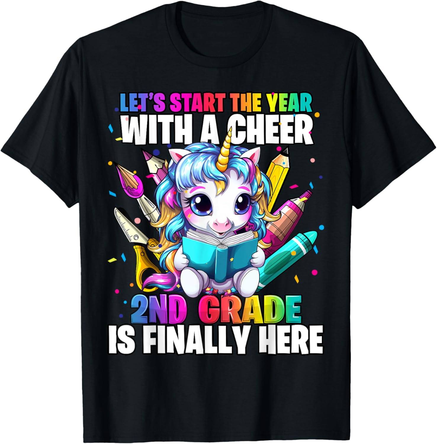Unicorn 2nd Grade Back to School First Day of School Girls T-Shirt - T-Shirt | Black