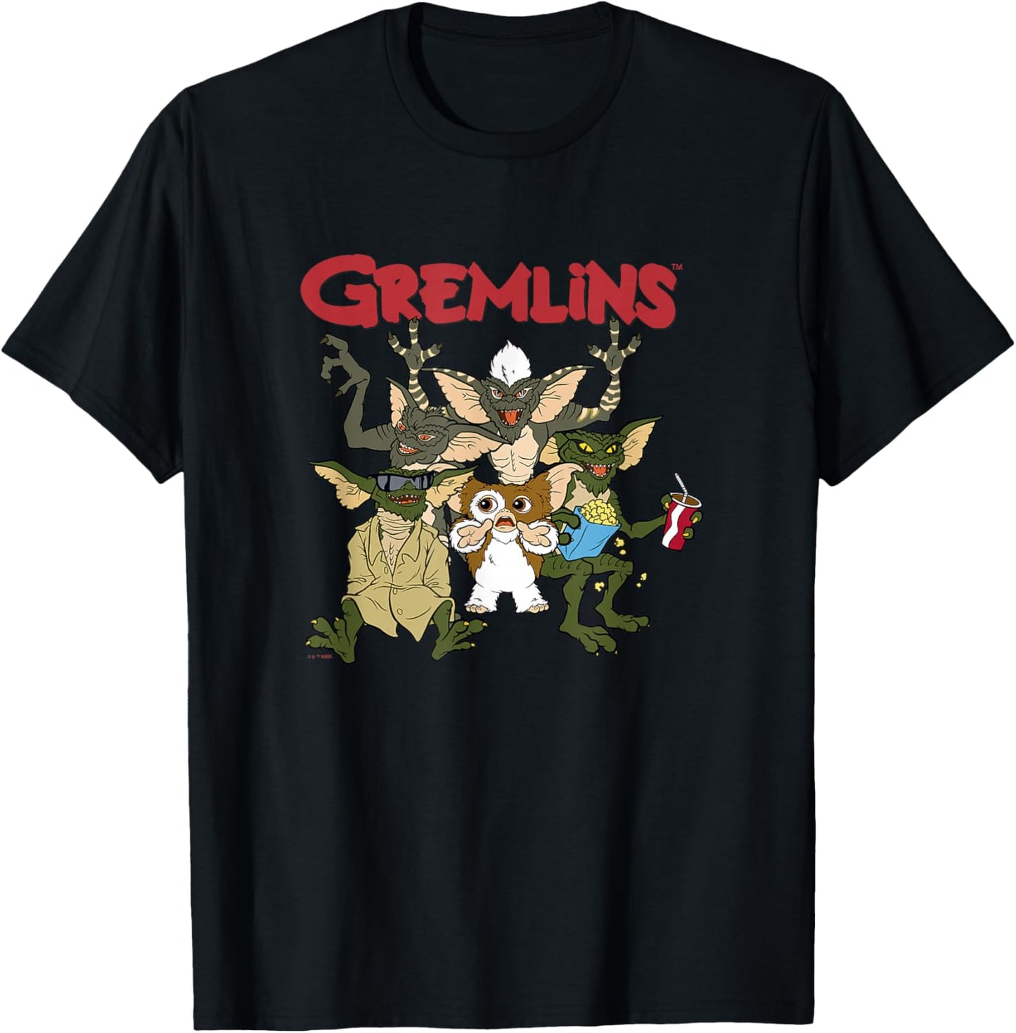 Gremlins Vintage Retro Watch Party Group Shot T-Shirt - T-Shirt | Black