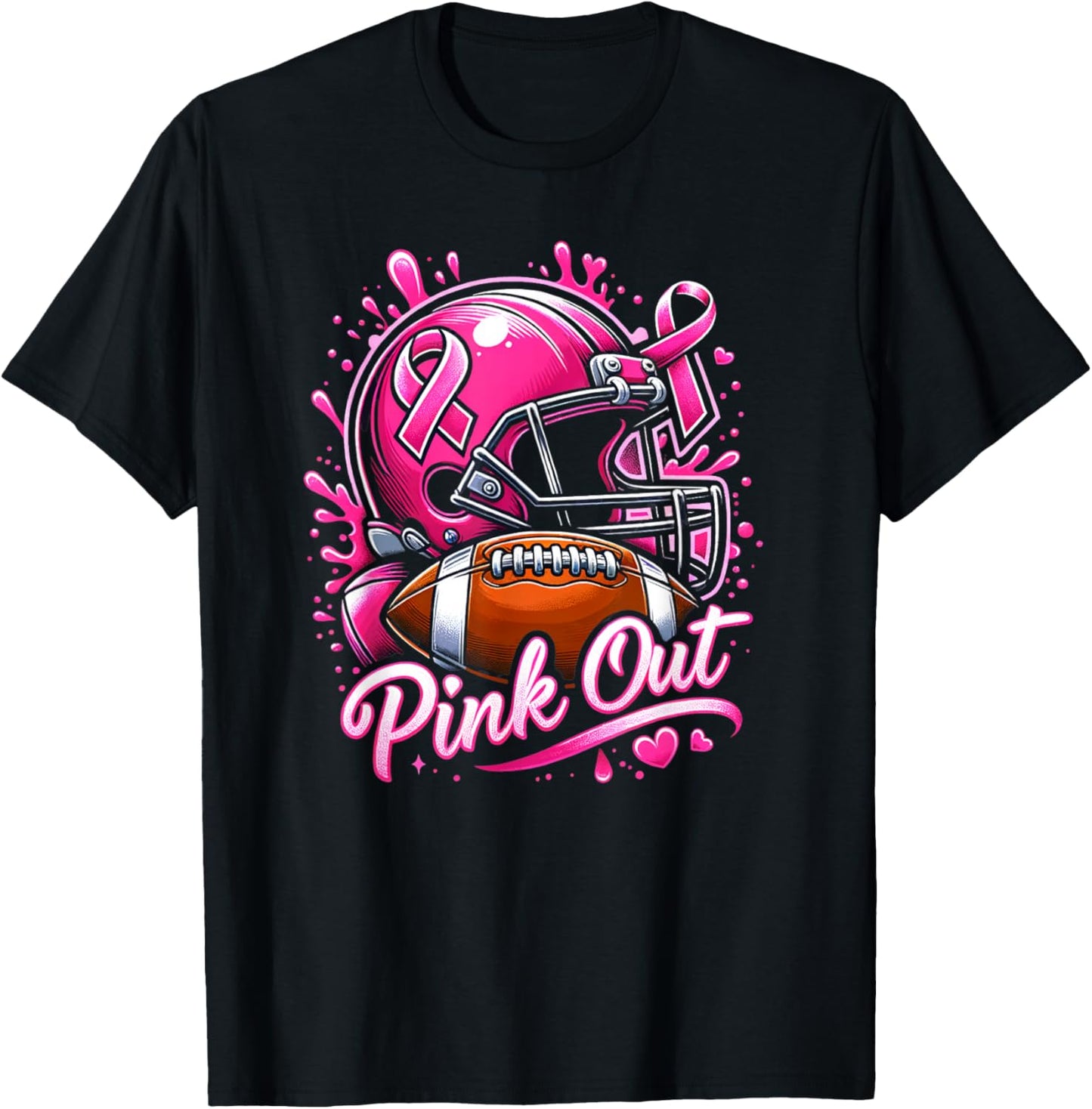 Pink Out Tackle Breast Cancer Awareness American Football T-Shirt - T-Shirt | Black