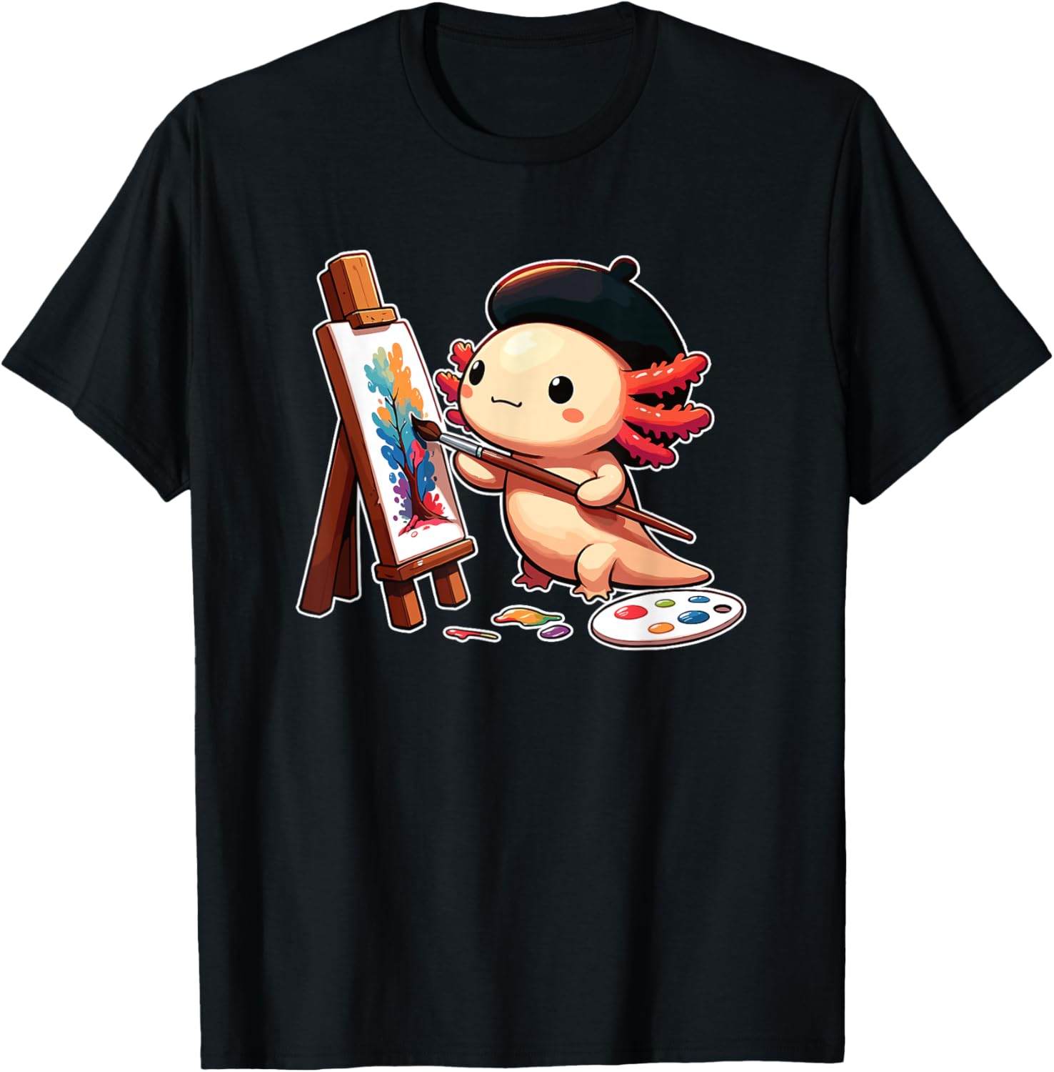Painter Art Artist Axolotl T-Shirt - T-Shirt | Black