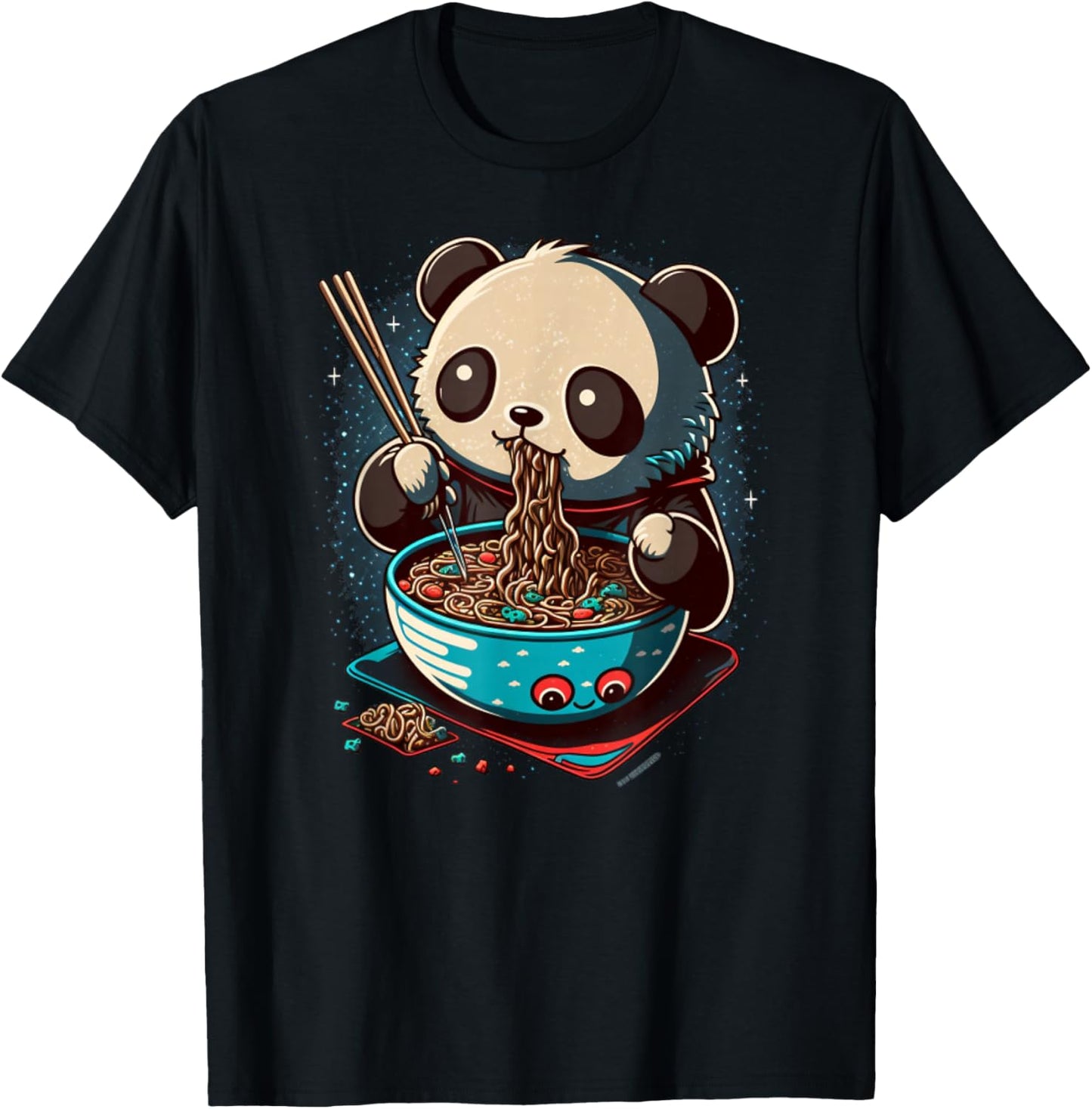 Adorable Kawaii Panda Eating Ramen Gifts T-Shirt - T-Shirt | Black