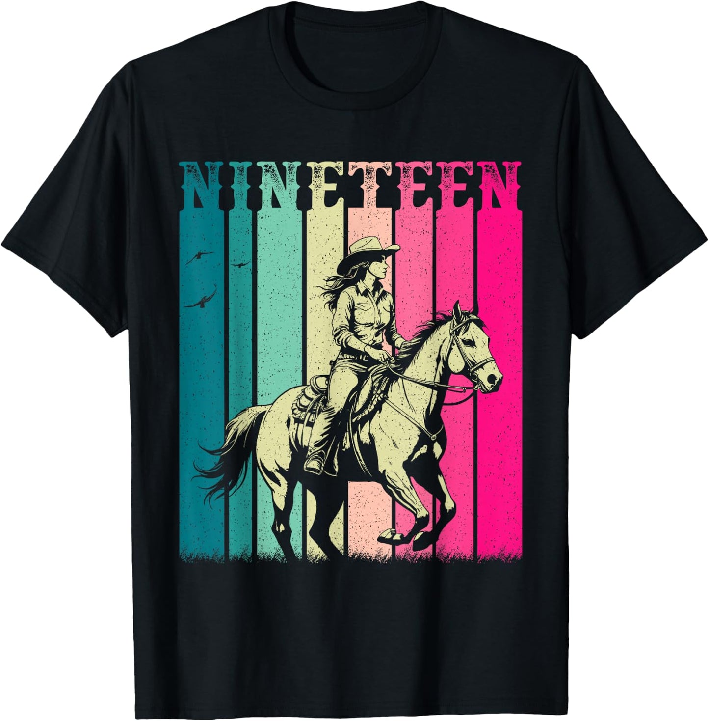 Cowgirl 19th Birthday Girls 19 Year Old Western Rodeo Party T-Shirt - T-Shirt | Black