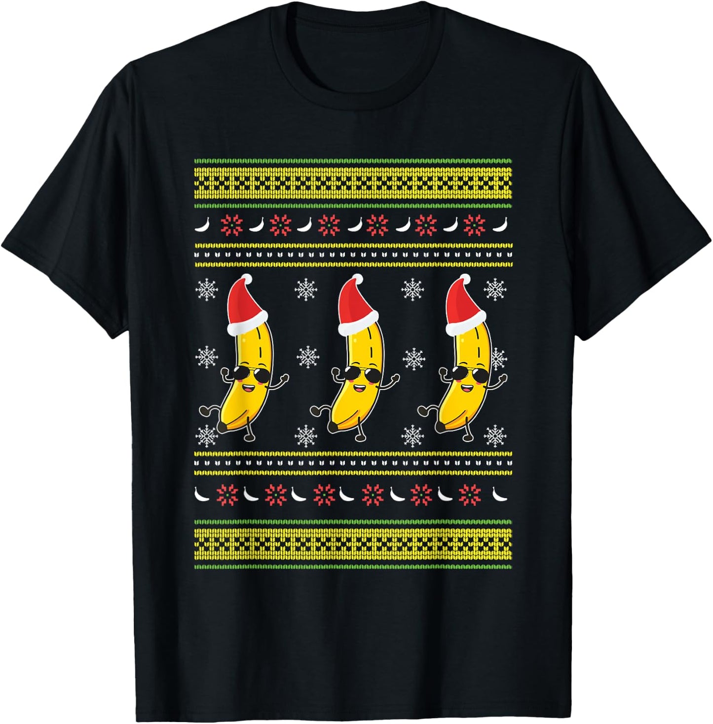All I Want For Christmas Is Bananas Ugly Xmas For Banana Fan T-Shirt - T-Shirt | Black