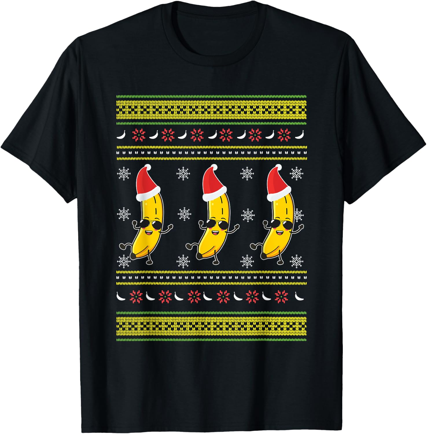 All I Want For Christmas Is Bananas Ugly Xmas For Banana Fan T-Shirt - T-Shirt | Black
