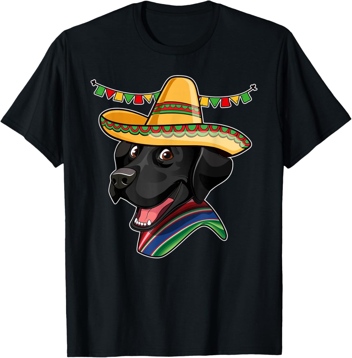 Black Lab Cinco De Mayo Mexican Sombrero Dog Gift Men Women Kids T-Shirt - T-Shirt | Black