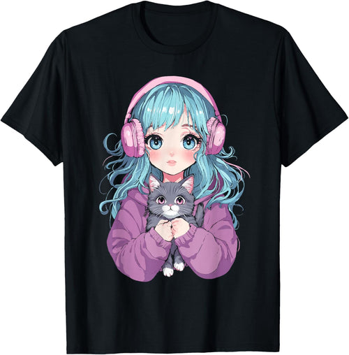 Anime Girl Cat Japanese Kawaii Teens Girls