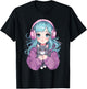 Anime Girl Cat Japanese Kawaii Teens Girls T-Shirt - T-Shirt | Black