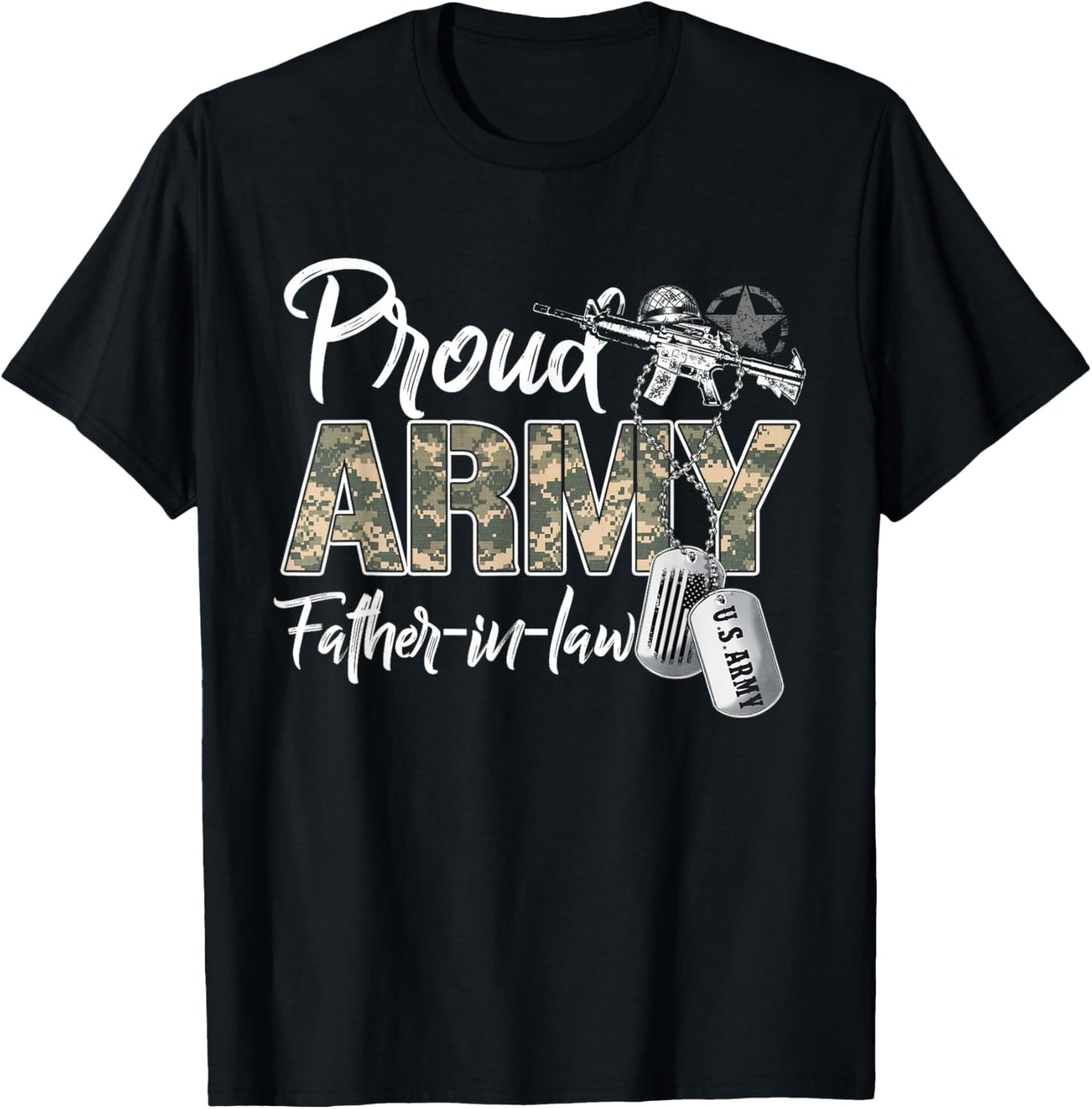 Proud Army Father-In-Law US Army Family Matching Military T-Shirt - T-Shirt | Black