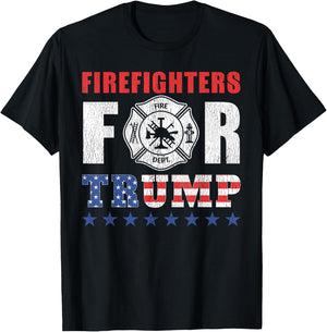 Firefighters For Trump Shirt Funny Firefighter T-Shirt - T-Shirt | Black