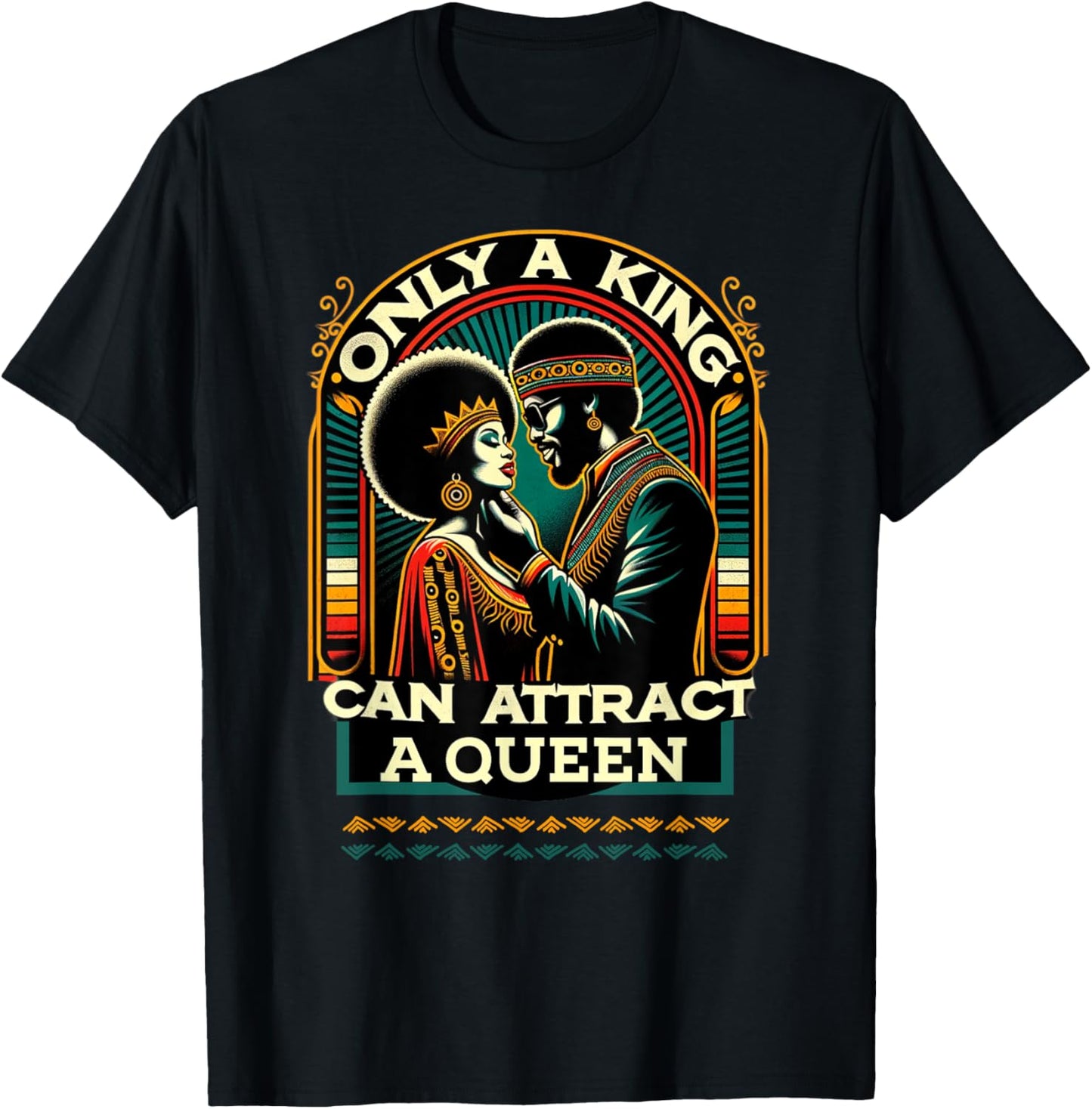 King & Queen Black Love African American Couples Marriage T-Shirt - T-Shirt | Black