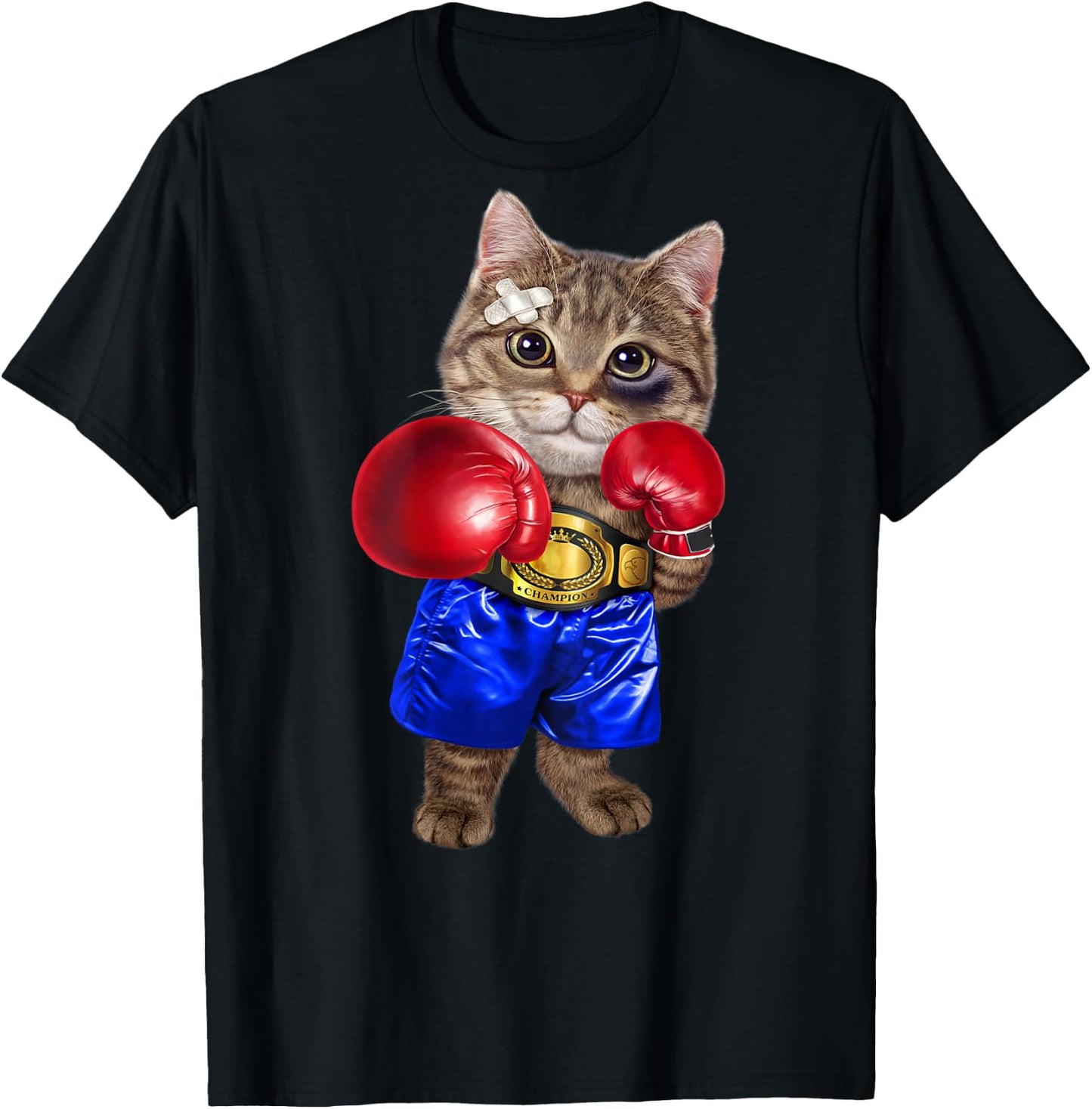 Boxer Tabby Cat Boxing Champion Fighter Women Kids T-Shirt - T-Shirt | Black