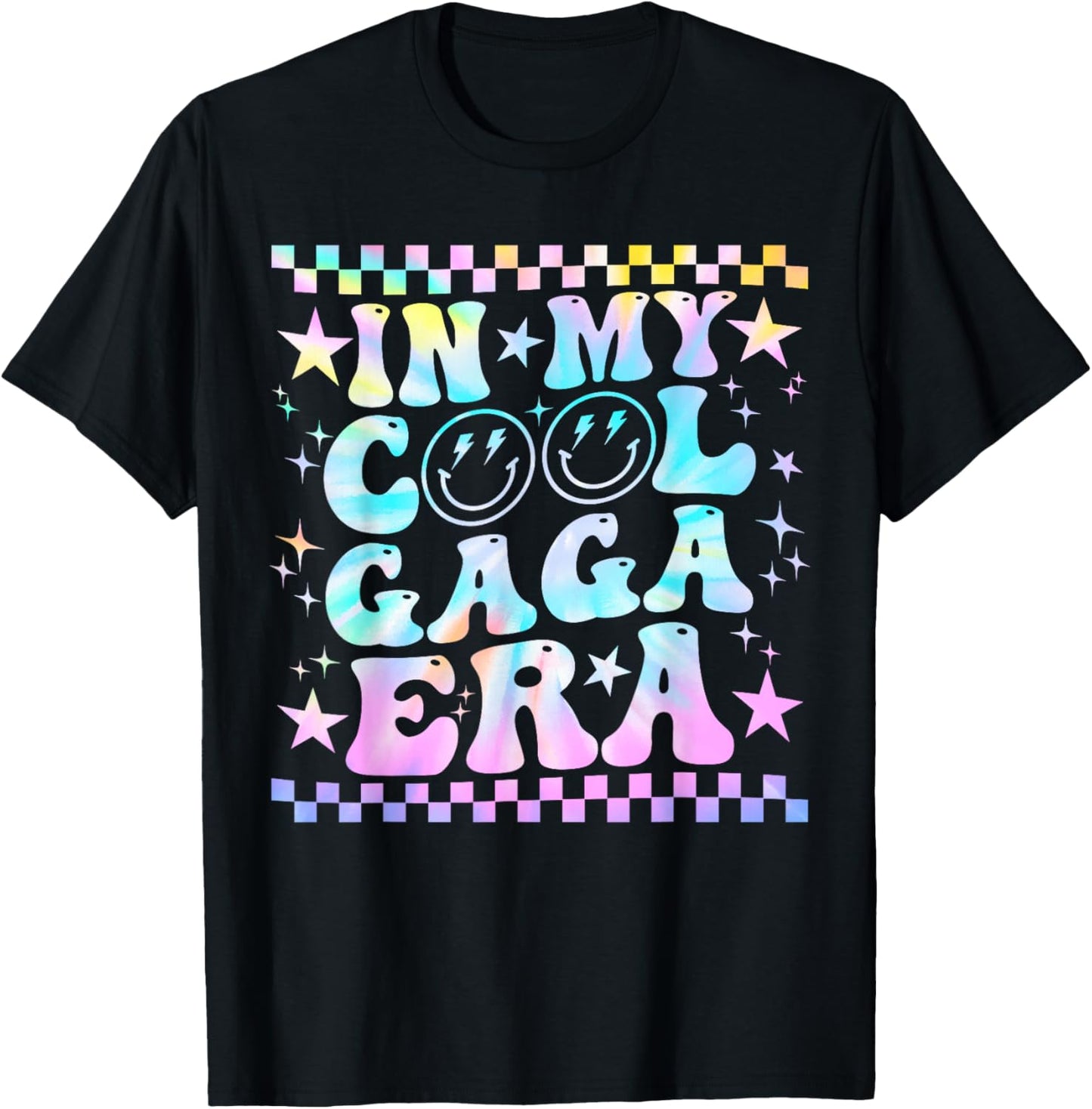 Tie Dye Groovy In My Cool Gaga Era Funny Family T-Shirt - T-Shirt | Black