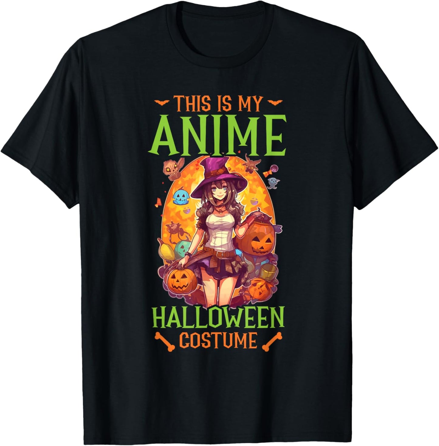 Anime Halloween Kawaii Trick Or Treat Spooky Manga Reader T-Shirt - T-Shirt | Black