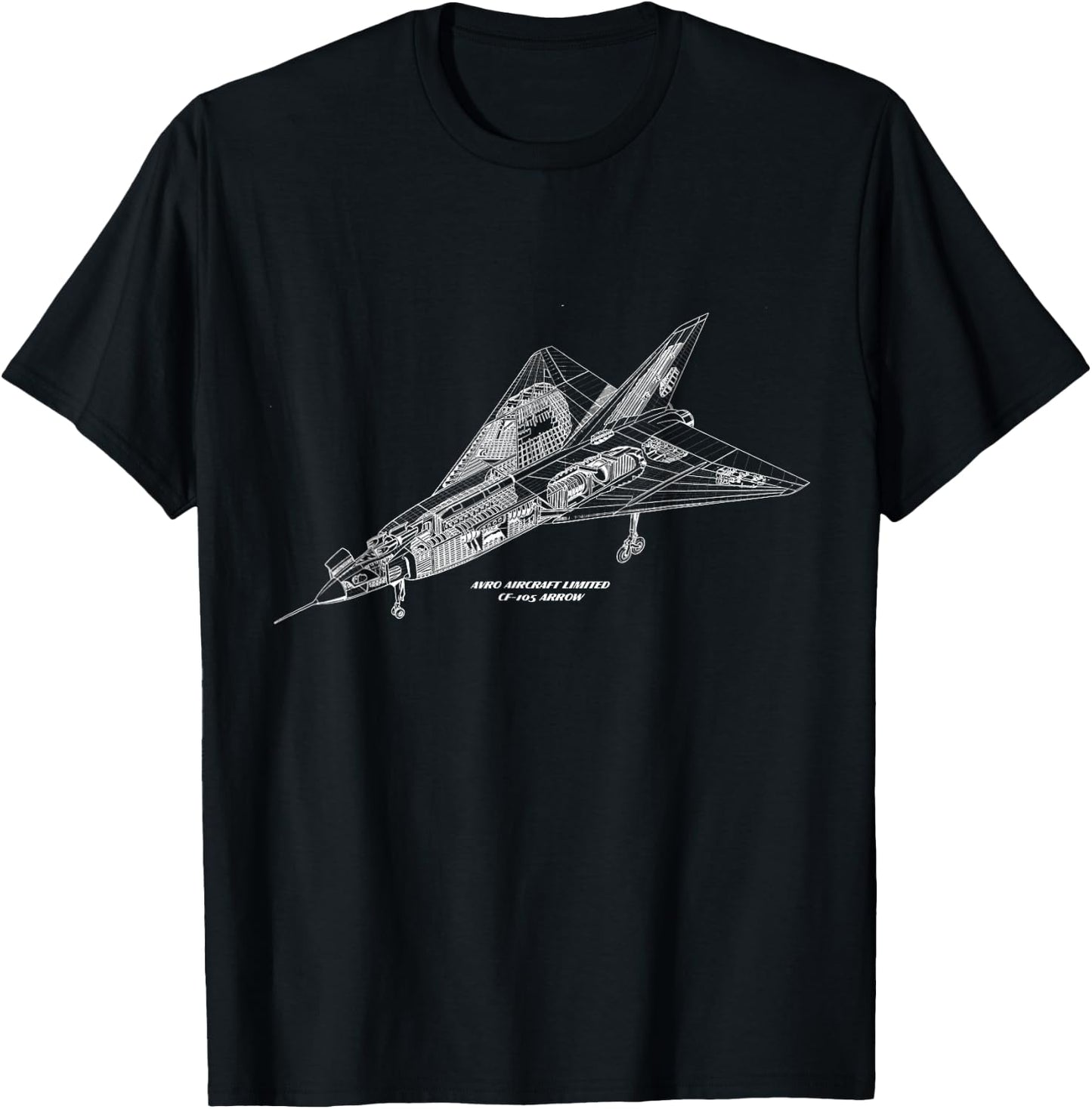 Avro Arrow CF-105 Technical Drawing T-Shirt - T-Shirt | Black