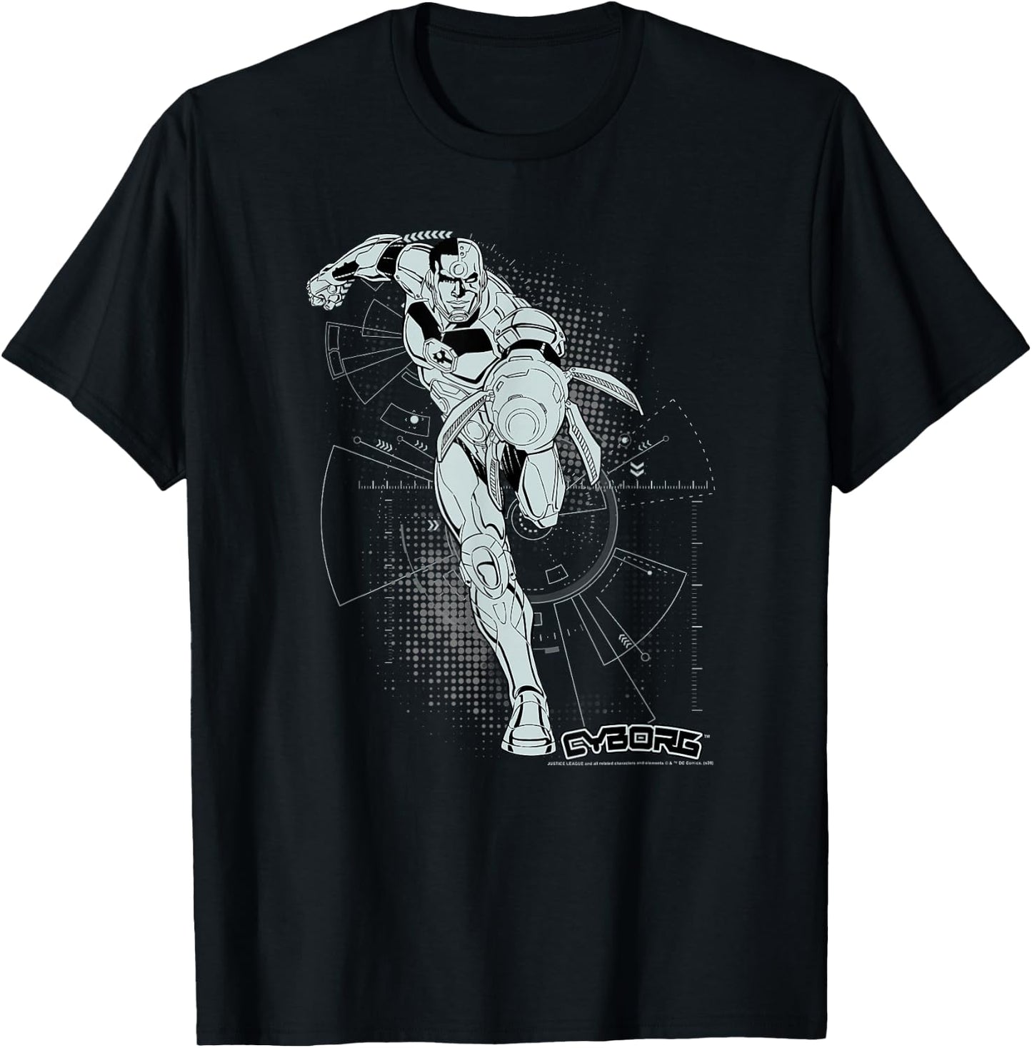 DC Comics Justice League Cyborg Comic Battle Plans T-Shirt - T-Shirt | Black