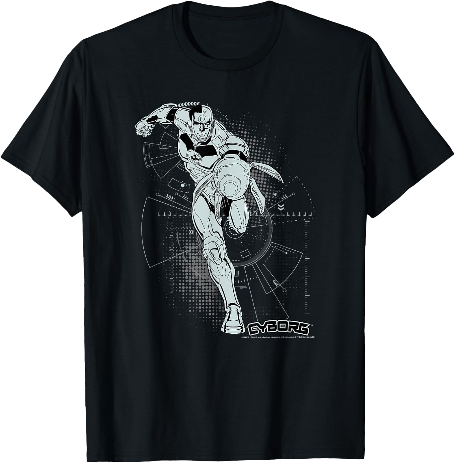DC Comics Justice League Cyborg Comic Battle Plans T-Shirt - T-Shirt | Black