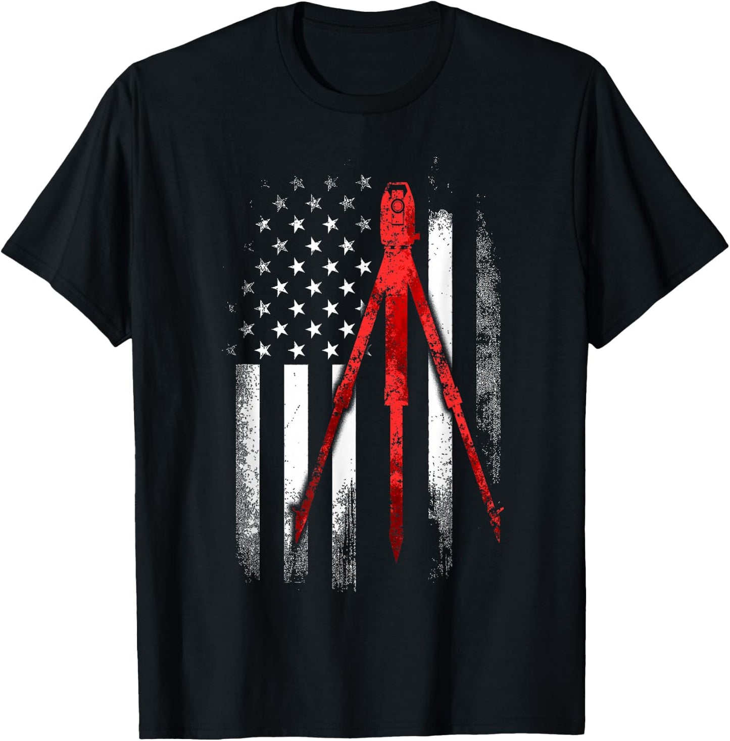 Land Surveying Flag Tool USA Funny Surveyor Gifts T-Shirt - T-Shirt | Black