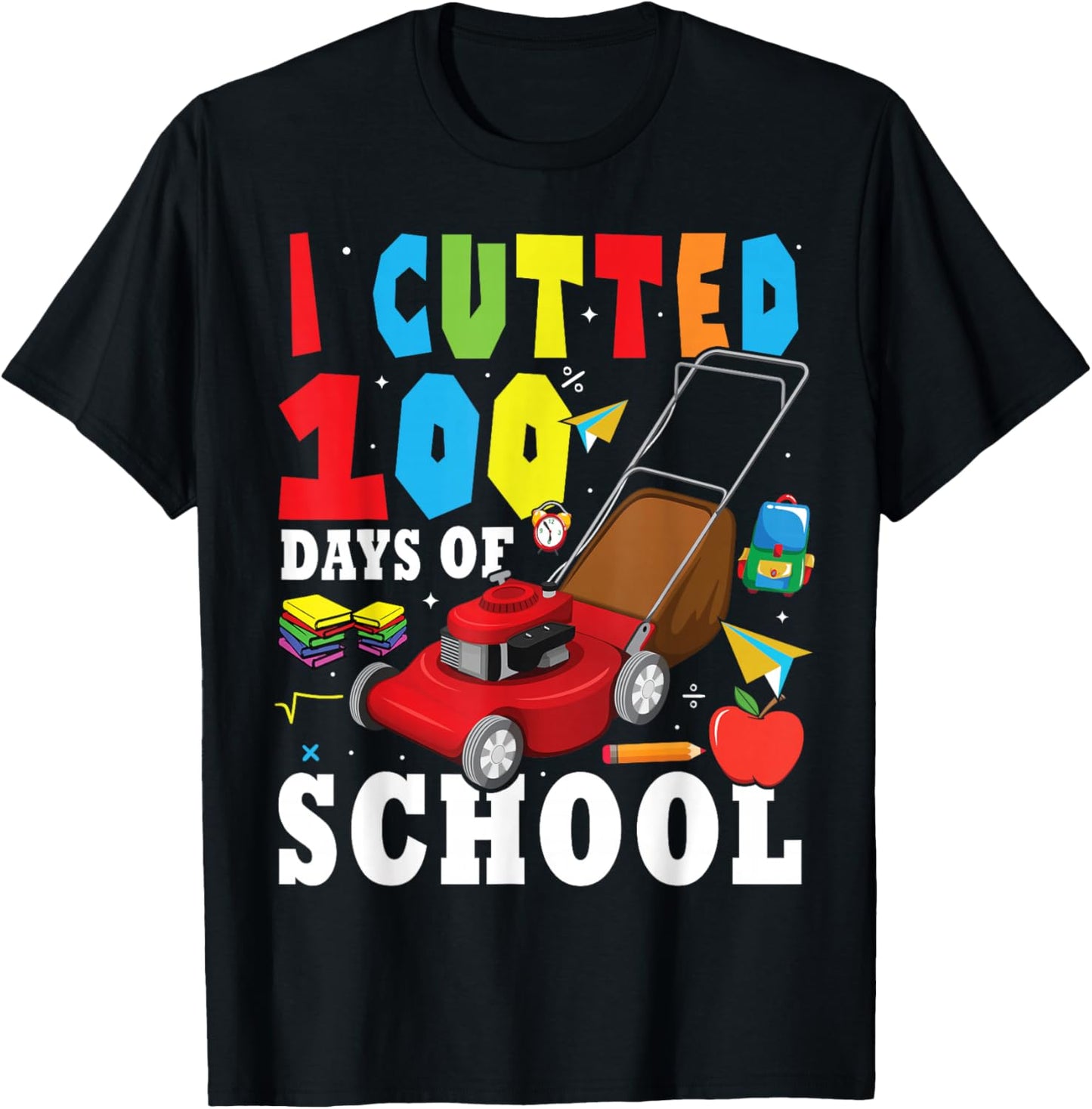 Cool Lawn Mower Apparel 100th Day Of School Teachers Boys T-Shirt - T-Shirt | Black