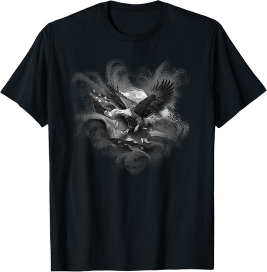 American Flag Proud Eagle For Independence Day Outfit T-Shirt - T-Shirt | Black