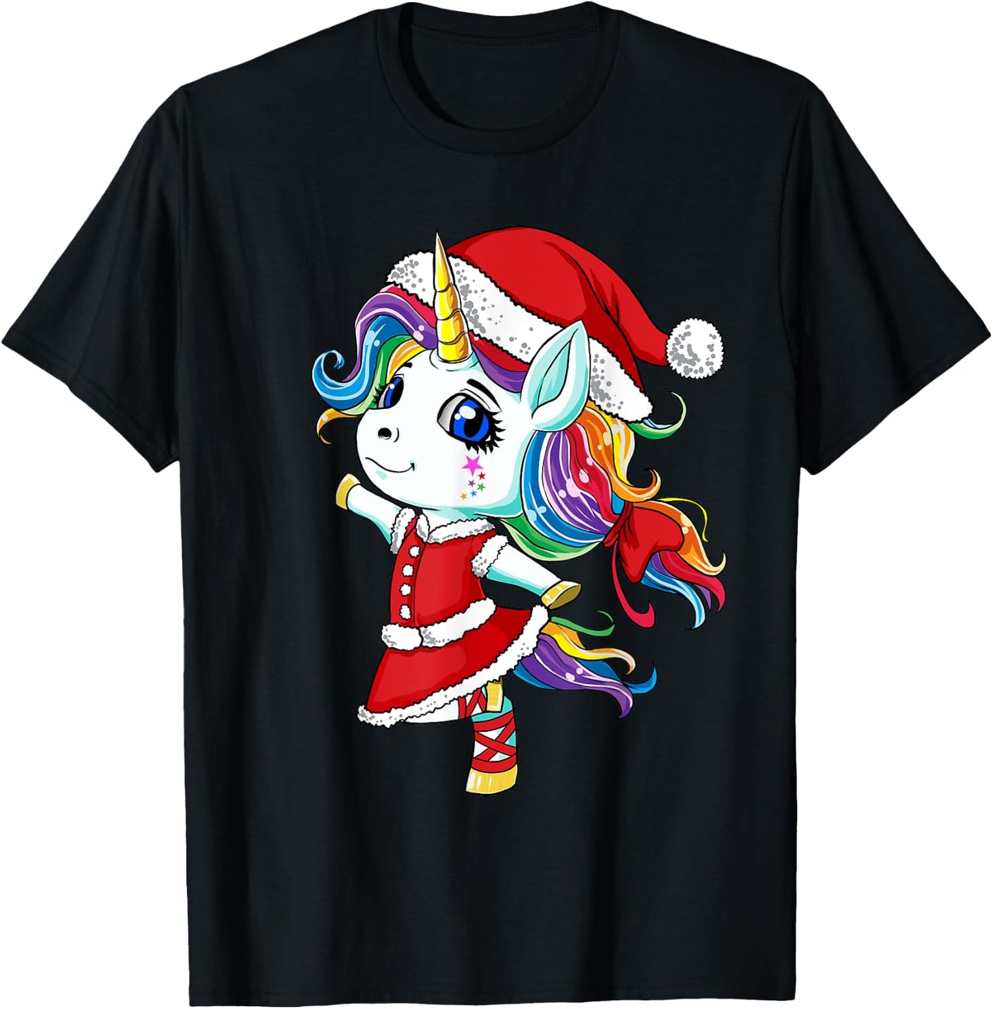 Unicorn Santa Claus Christmas Unicorns Girls T-Shirt - T-Shirt | Black