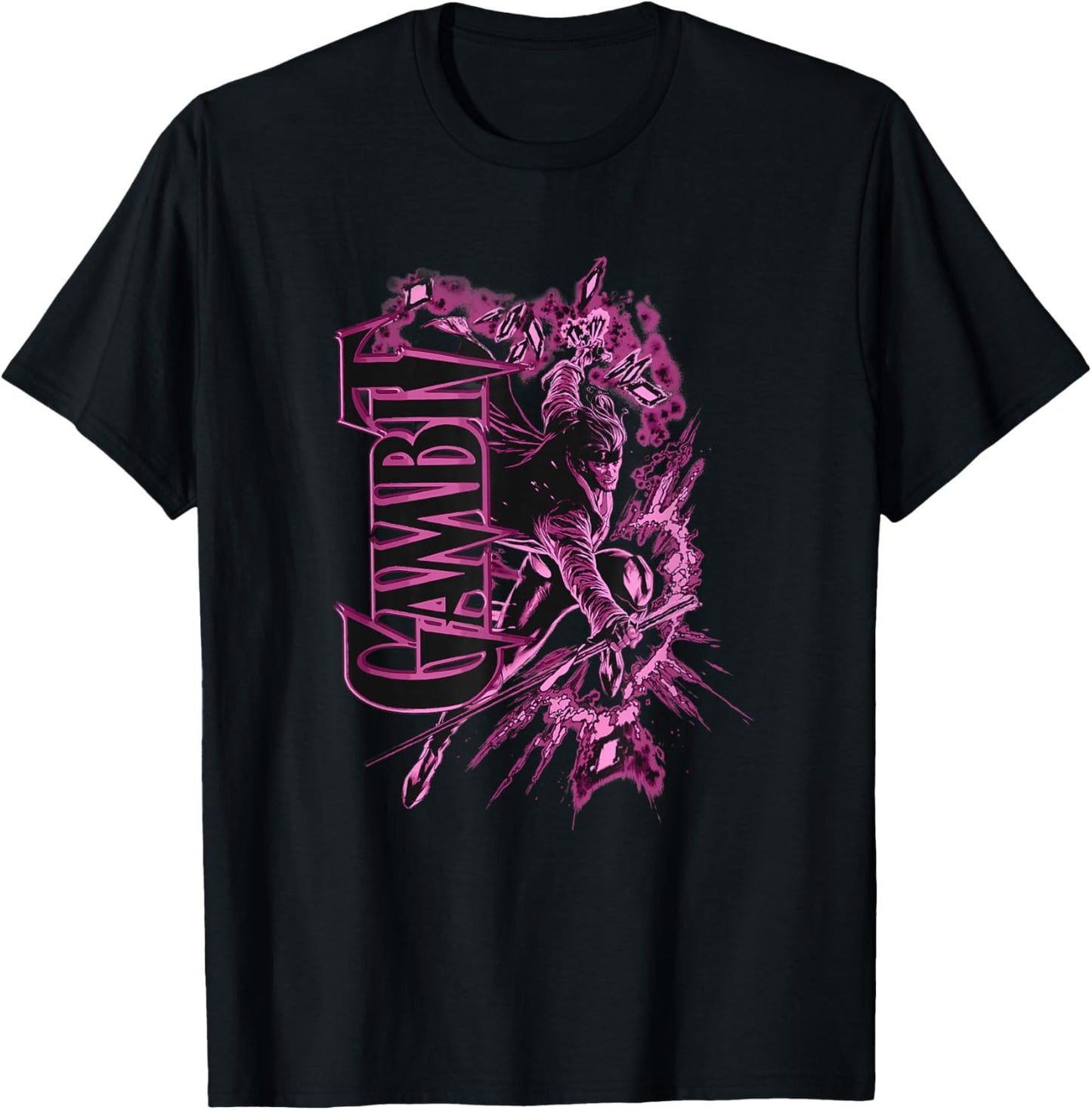 Marvel X-Men Gambit Epic Explosions Solo Poster T-Shirt - T-Shirt | Black