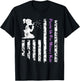 Purple Up For Military Kids Army Child Dandelion US Flag T-Shirt - T-Shirt | Black