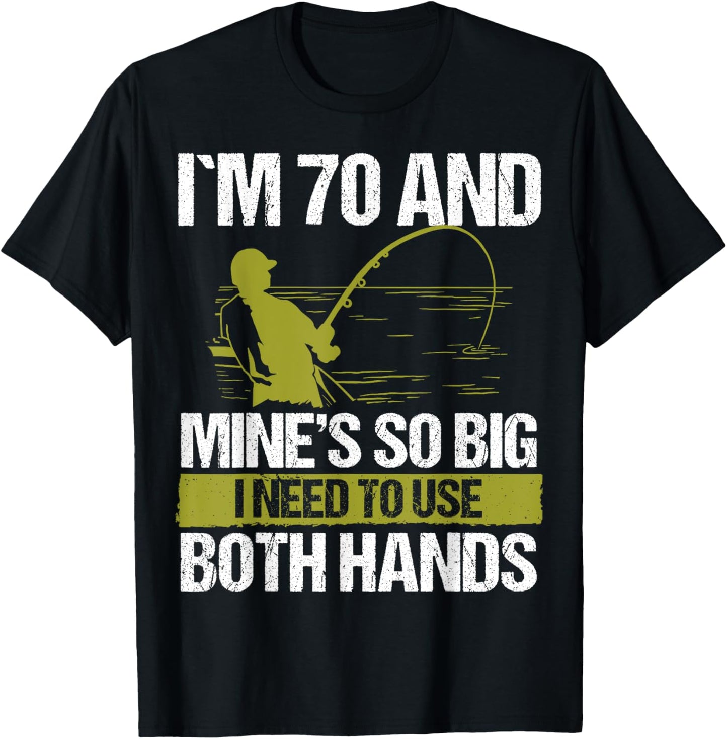 70 Year Old Fishing Lure Fisherman Rod Funny 70 Birthday T-Shirt - T-Shirt | Black