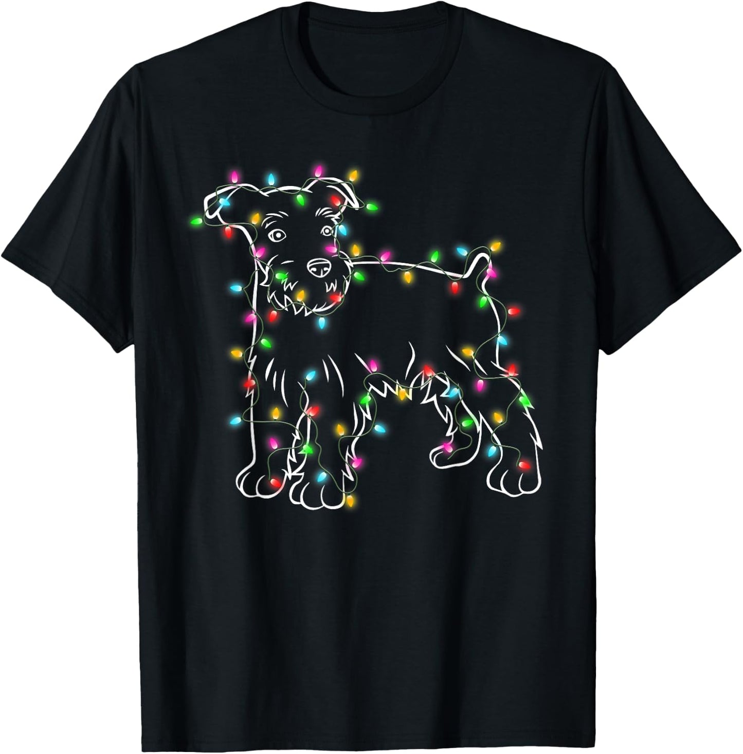 Schnauzer Dogs Tree Christmas Sweater Xmas Pet Animal Dog Women Kids T-Shirt - T-Shirt | Black