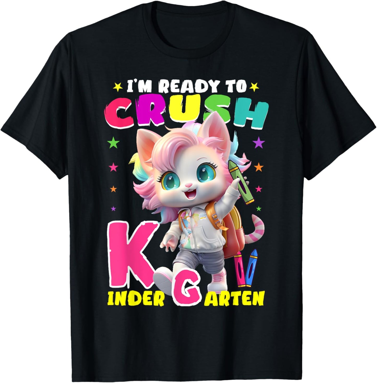 I'm Ready To Crush Kindergarten Unicorn Back To School Girls T-Shirt - T-Shirt | Black