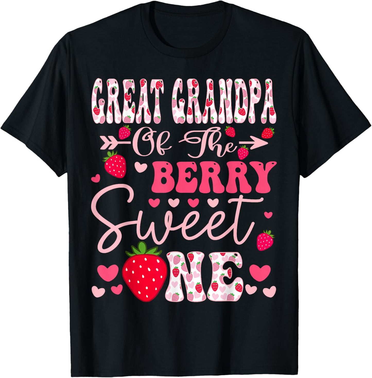 Great Grandpa Of The Berry Sweet One Strawberry 1St Birthday T-Shirt - T-Shirt | Black