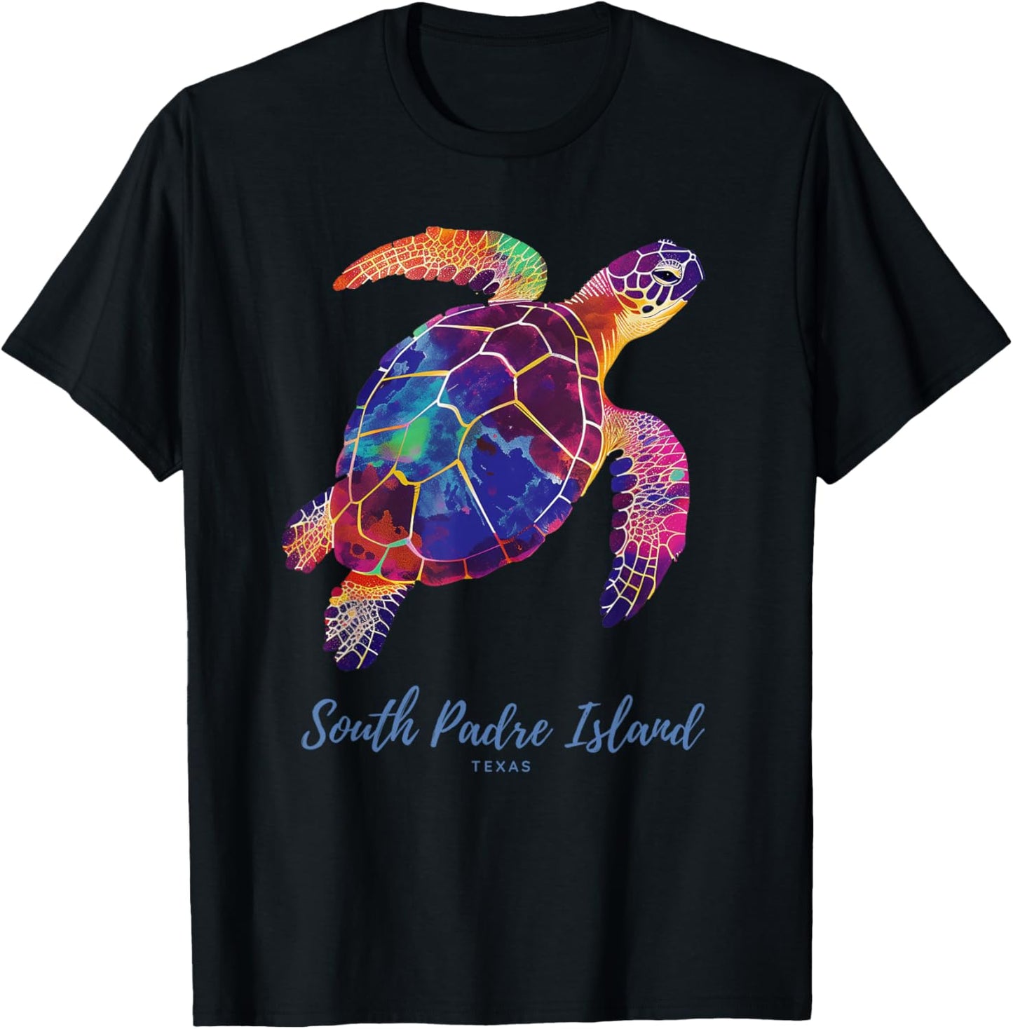 South Padre Island TX Sea Turtle Vintage Texas Retro Diving T-Shirt - T-Shirt | Black