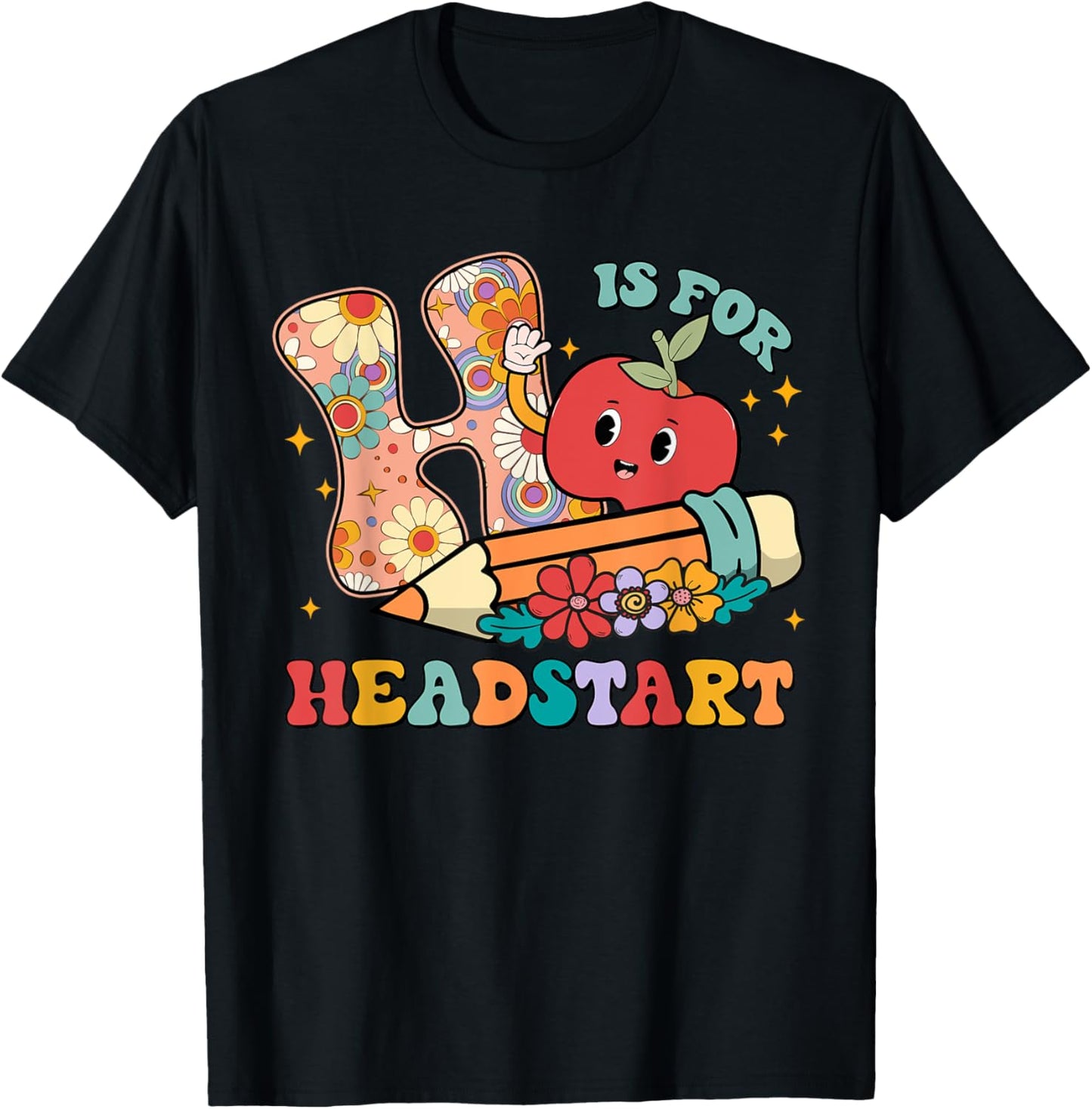 Groovy H Is For Headstart Funny Back To School Gifts T-Shirt - T-Shirt | Black