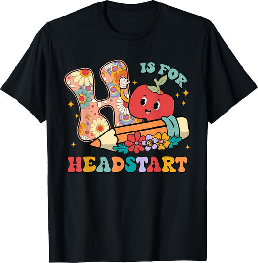 Groovy H Is For Headstart Funny Back To School Gifts T-Shirt - T-Shirt | Black