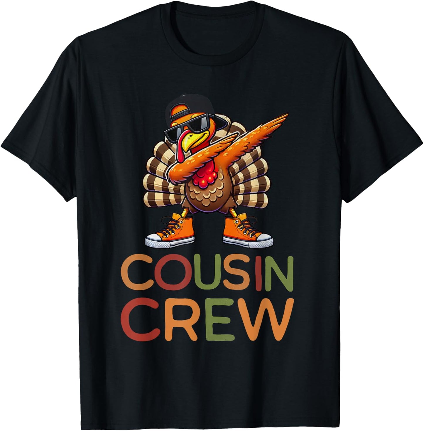 Thanksgiving Cousin Crew Matching Kids Dabbing Turkey Boys T-Shirt - T-Shirt | Black