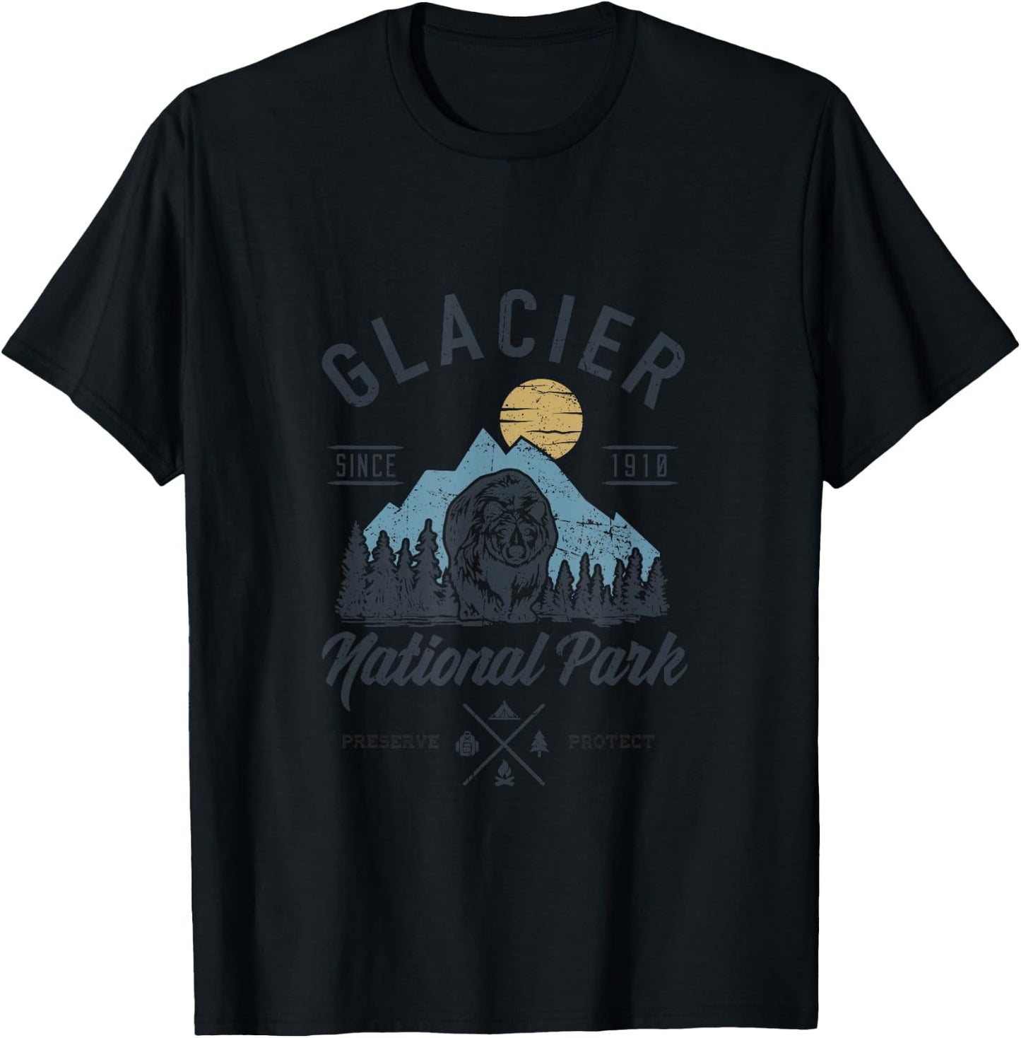 Glacier National Park Novelty Road Trip Montana T-Shirt - T-Shirt | Black