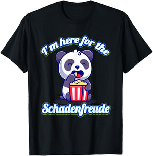 Everything Is Currency I'm Here For The Schadenfreude Funny Cute Panda Sarcastic -Adults Black Cotton, Polyester Short Sleeve Classic Fit Collarless T-Shirt - T-Shirt | Black