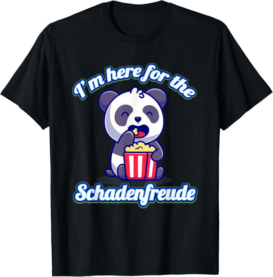 Everything Is Currency I'm Here For The Schadenfreude Funny Cute Panda Sarcastic -Adults Black Cotton, Polyester Short Sleeve Classic Fit Collarless T-Shirt - T-Shirt | Black