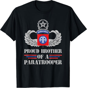 Proud Brother Of 82nd Airborne Division Veteran Paratrooper T-Shirt - T-Shirt | Black