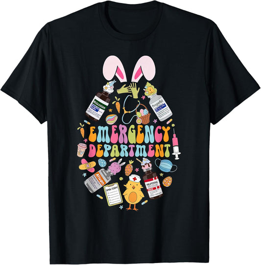 Emergency Department Easter Emergency Room Nurse Bunny T-Shirt - T-Shirt | Black