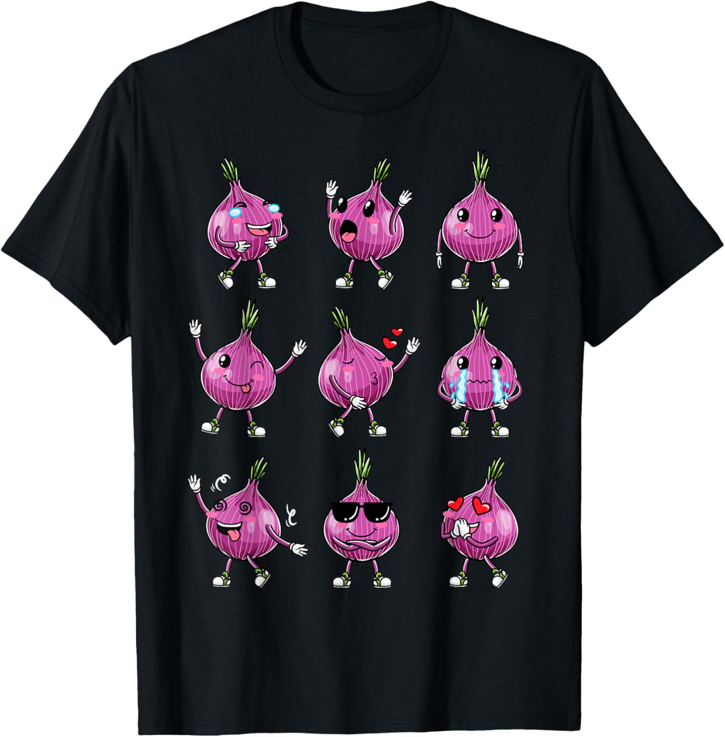 Red Funny Onion T-Shirt - T-Shirt | Black