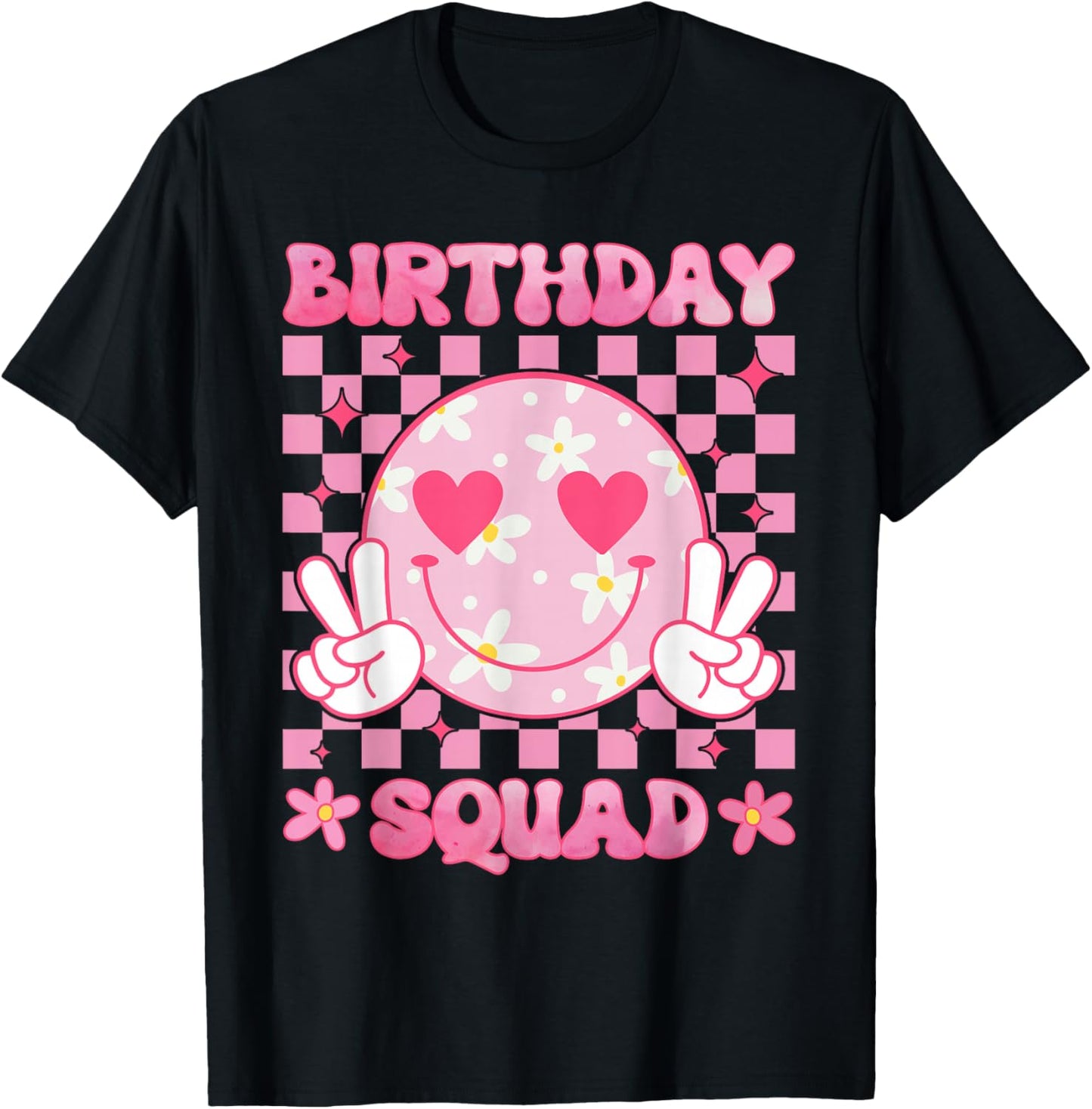 Groovy Birthday Squad Party Matching Birthday Family Group T-Shirt - T-Shirt | Black