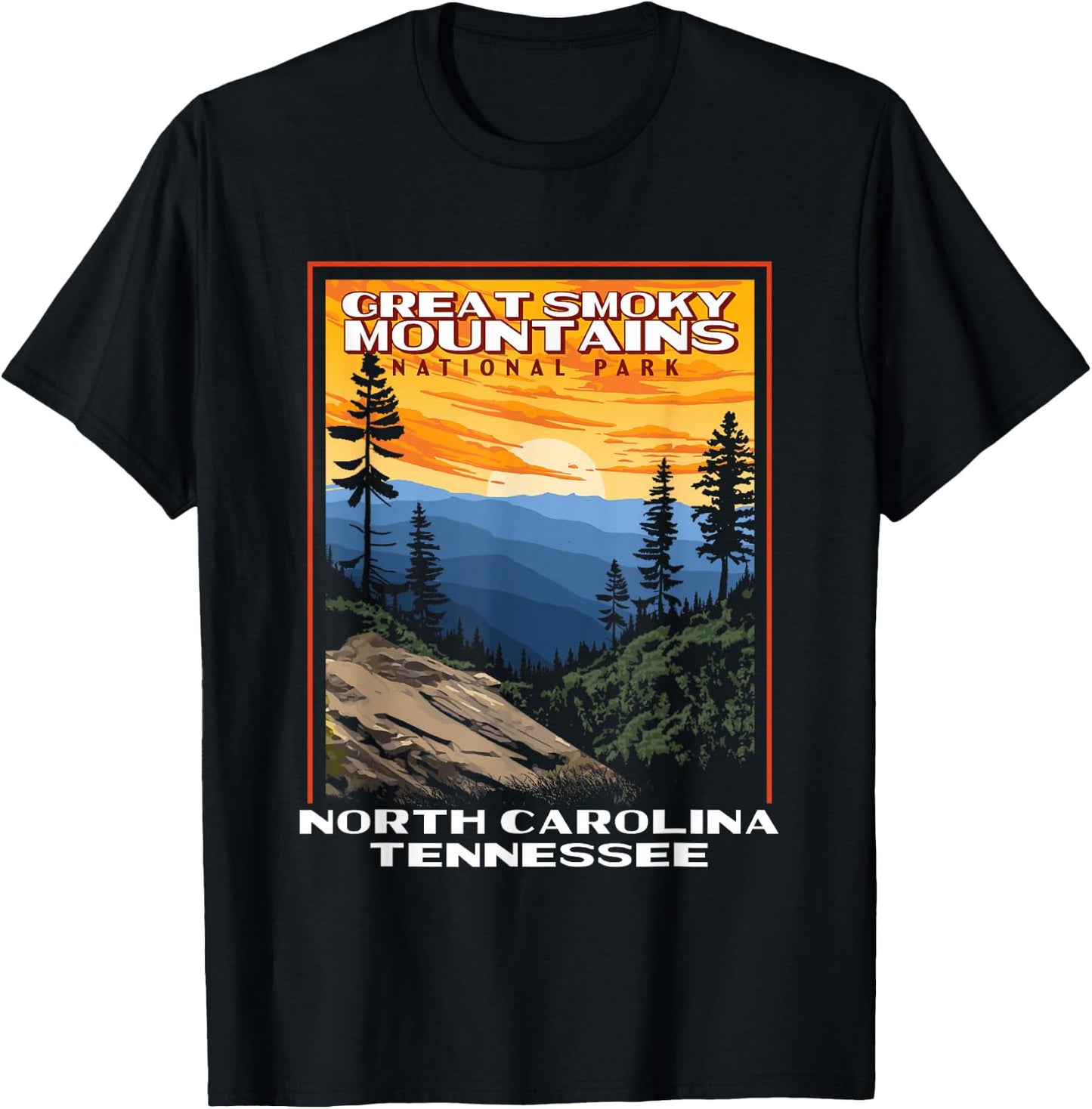 Great Smoky Mountains Vintage WPA National Park Smokies T-Shirt - T-Shirt | Black