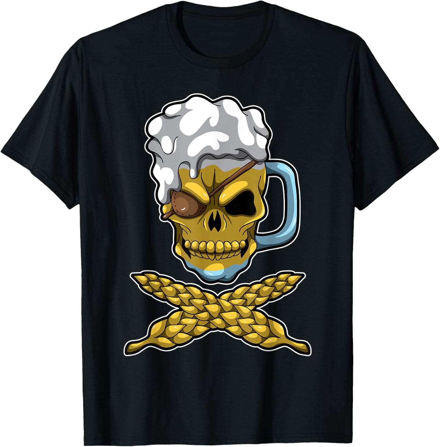 Beer Mug Skull And Bones - Brewery Pirate - Brewage Symbol T-Shirt - T-Shirt | Black