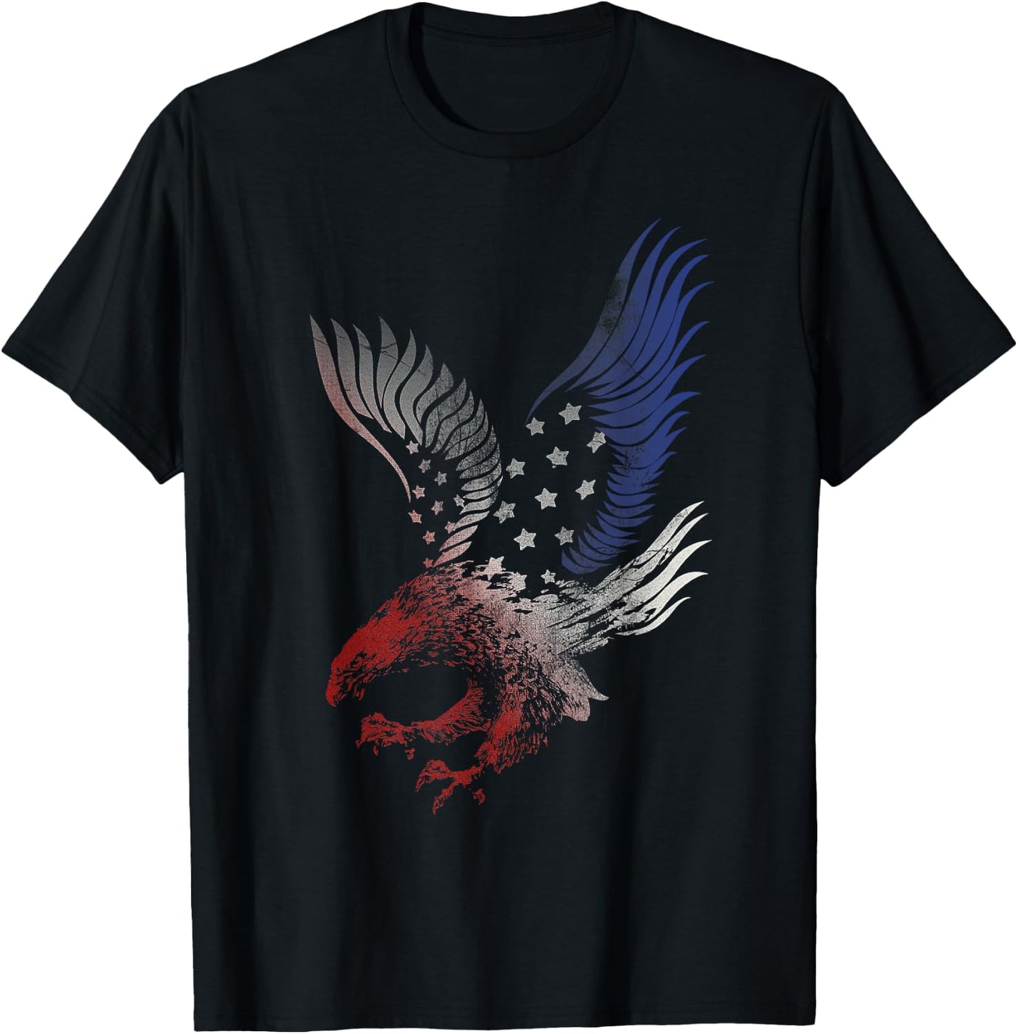 American Flying Eagle Swooping USA Flag Silhouette T-Shirt - T-Shirt | Black